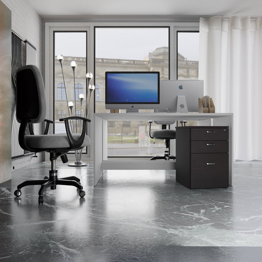 Pedestal 3 Drawer unit with smart lock (Suede Finish , Frosty white and Wenge ) piedestal Drawer Units VIKI FURNITURE Wenge