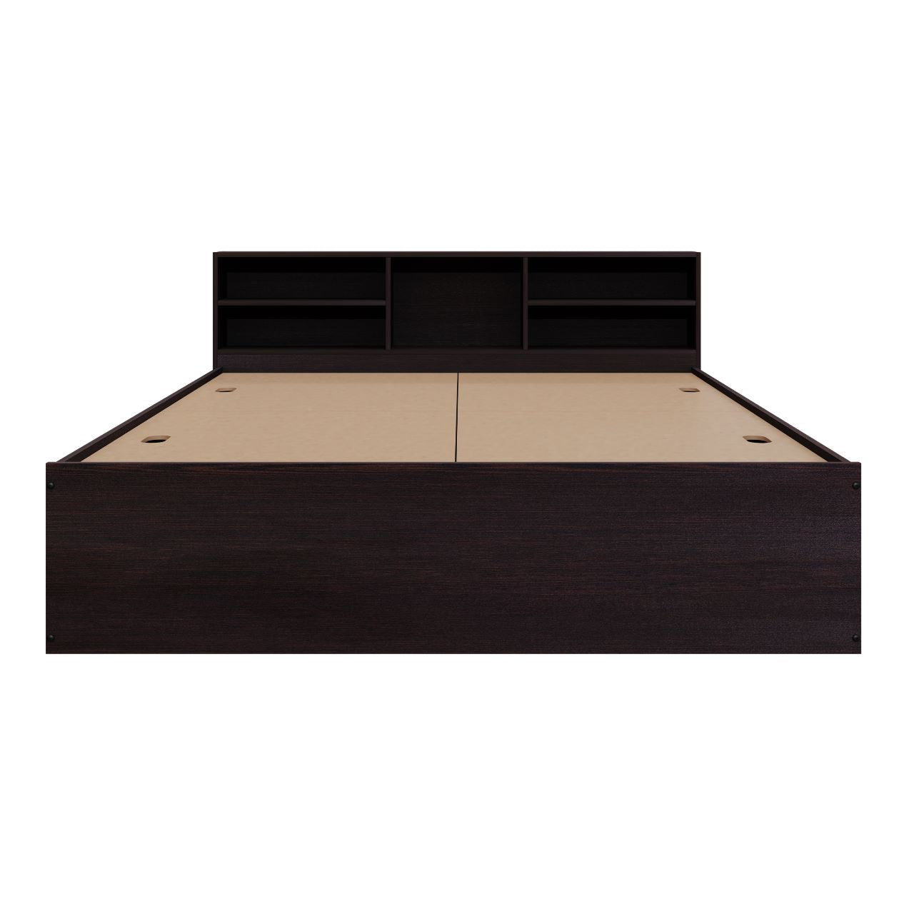 VIKI Engineered Wood Bed With Shelf (Queen size)-2100x1700x800-Frosty white & Wenge Bedroom Furniture Sets VIKI FURNITURE