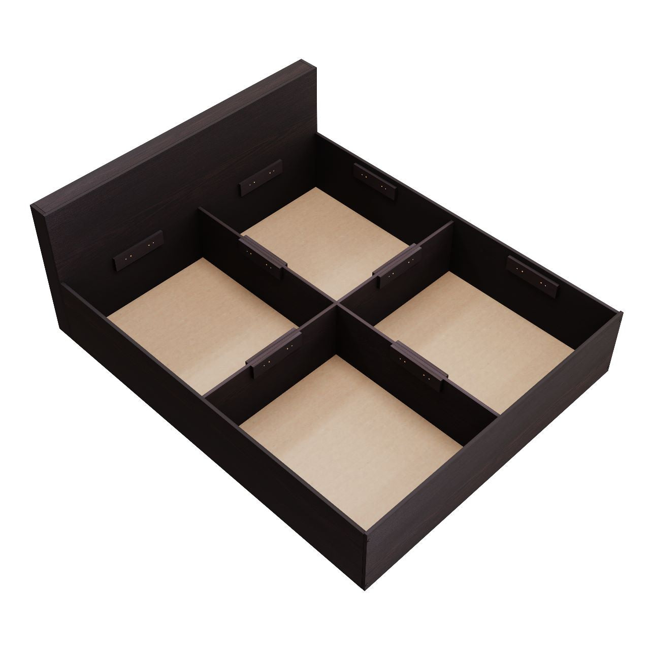 VIKI Engineered Wood Bed (Queen size)-2100x1700x800-Frosty white & Wenge Bedroom Furniture Sets VIKI FURNITURE