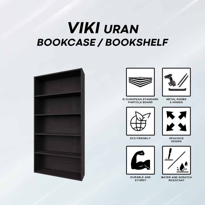 URAN | Bookcase/Bookshelf, 5 Shelf Bookcases & Standing Shelves VIKI FURNITURE   