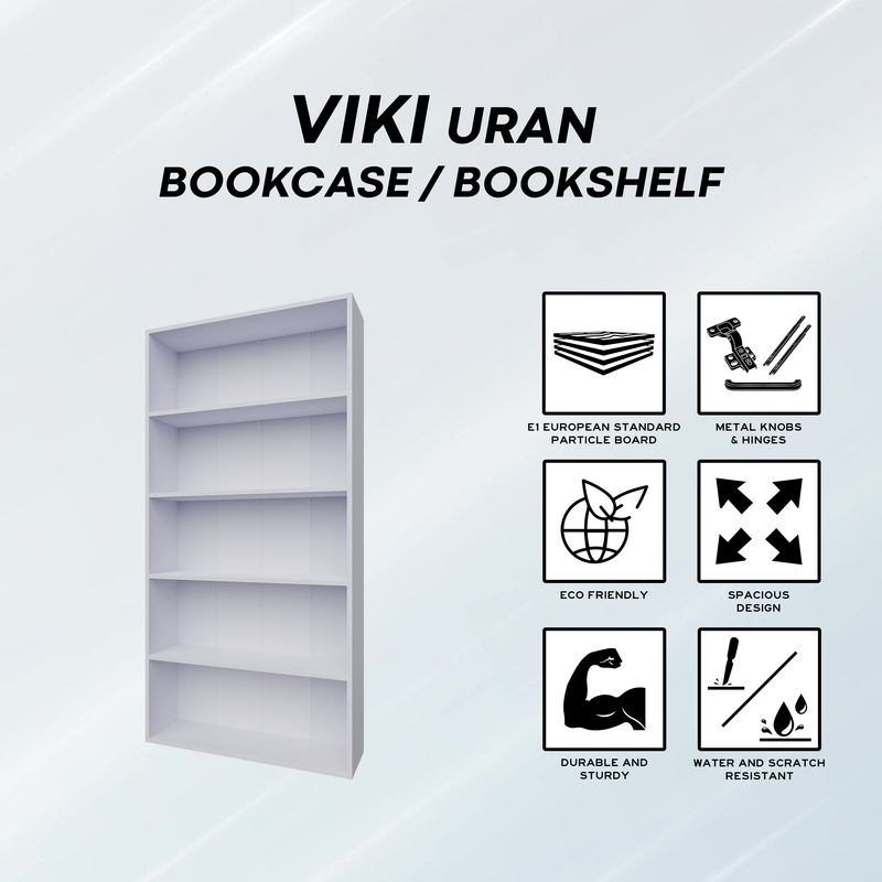 URAN | Bookcase/Bookshelf, 5 Shelf Bookcases & Standing Shelves VIKI FURNITURE   