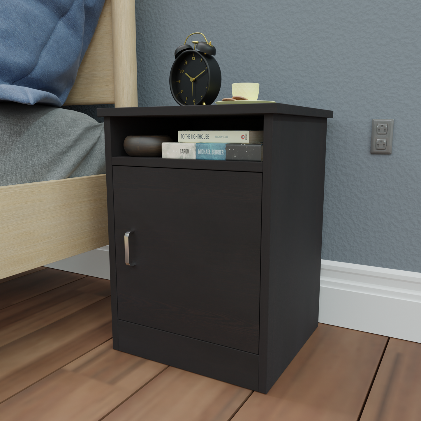 EZHIL| Bedside table, Door Nightstands VIKI FURNITURE Wenge  