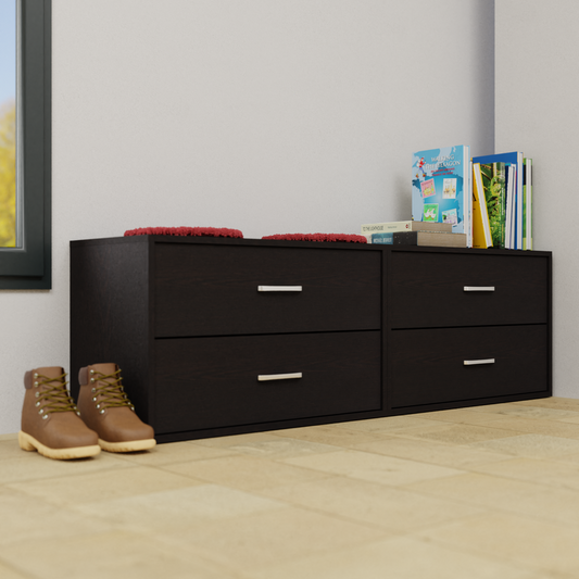 KAYAL | Chest of 4 Drawer | Frosty white/Wenge Bedroom Furniture Sets VIKI FURNITURE Dark Wenge