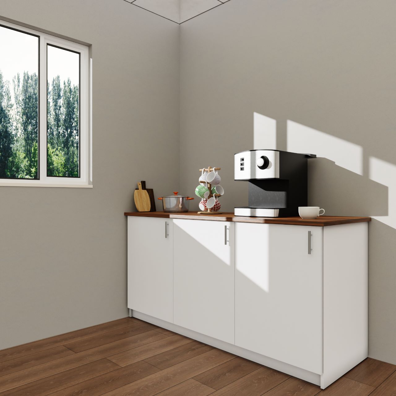 VIKI Kitchen Base Cabinets with 3 doors - size : 180x88x60 CM ( Frosty White ) kitchen cabinet VIKI FURNITURE