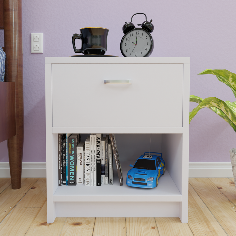 PUVIK | Bedside table, Single Drawer Nightstands VIKI FURNITURE Frosty White  