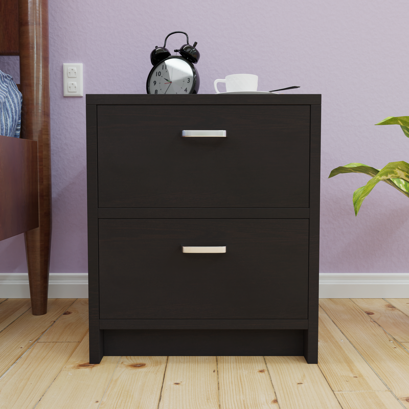 PUVIK | Bedside table, Double Drawer Nightstands VIKI FURNITURE Wenge  