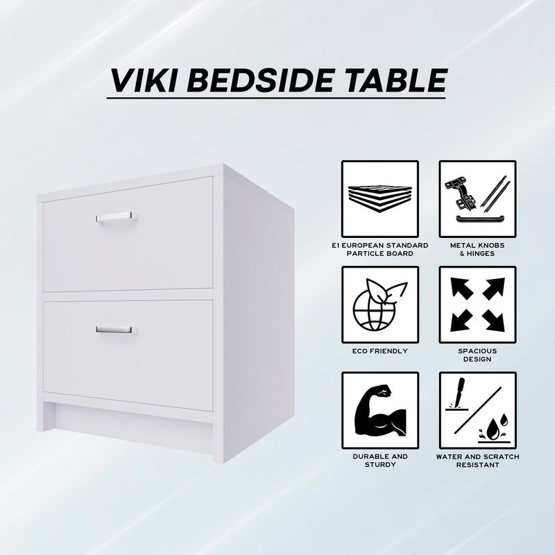PUVIK | Bedside table, Double Drawer Nightstands VIKI FURNITURE   