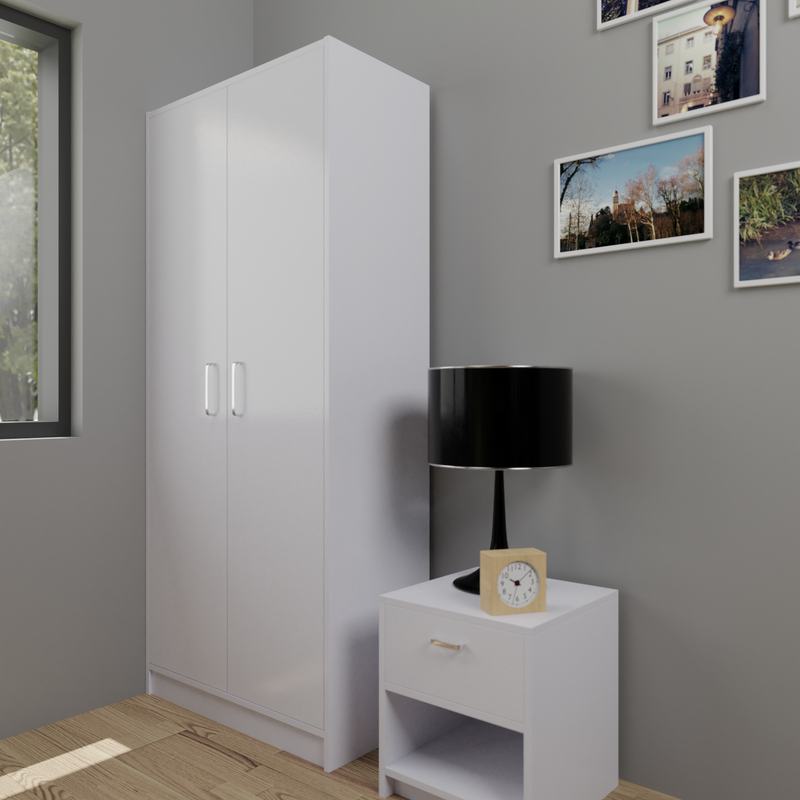 AVIRA | Wardrobe , Hinged | 2 Inset Door Wardrobes VIKI FURNITURE Frosty White  