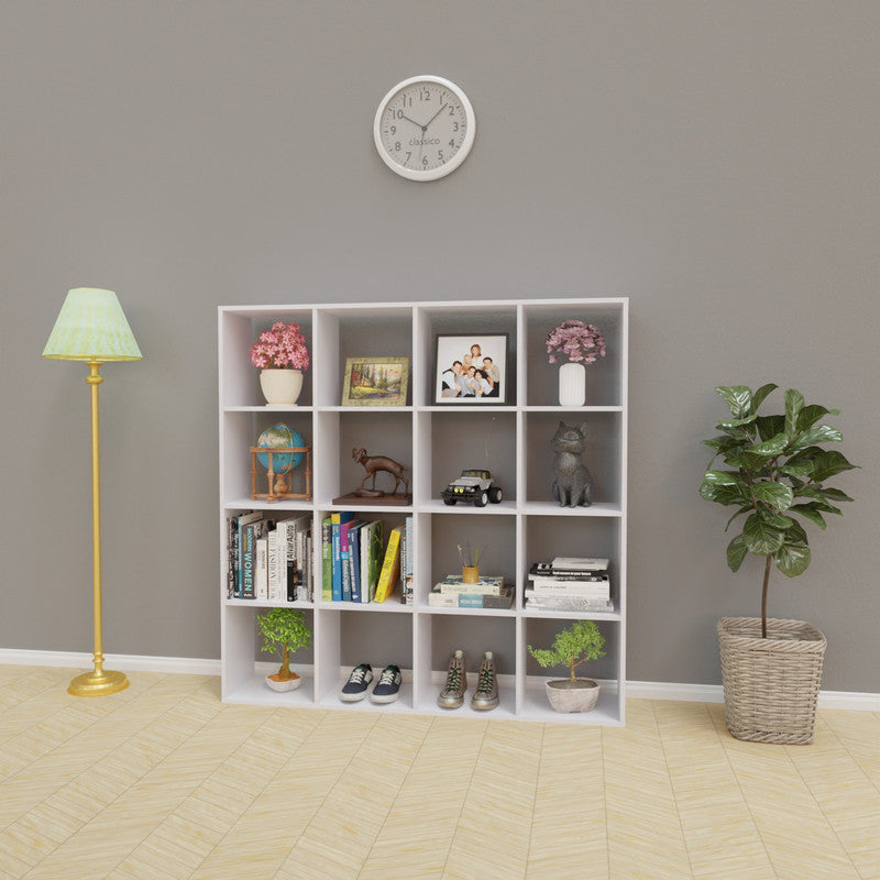 PORUNAI | Shelving Unit, 4x4 Shelving VIKI FURNITURE Frosty White
