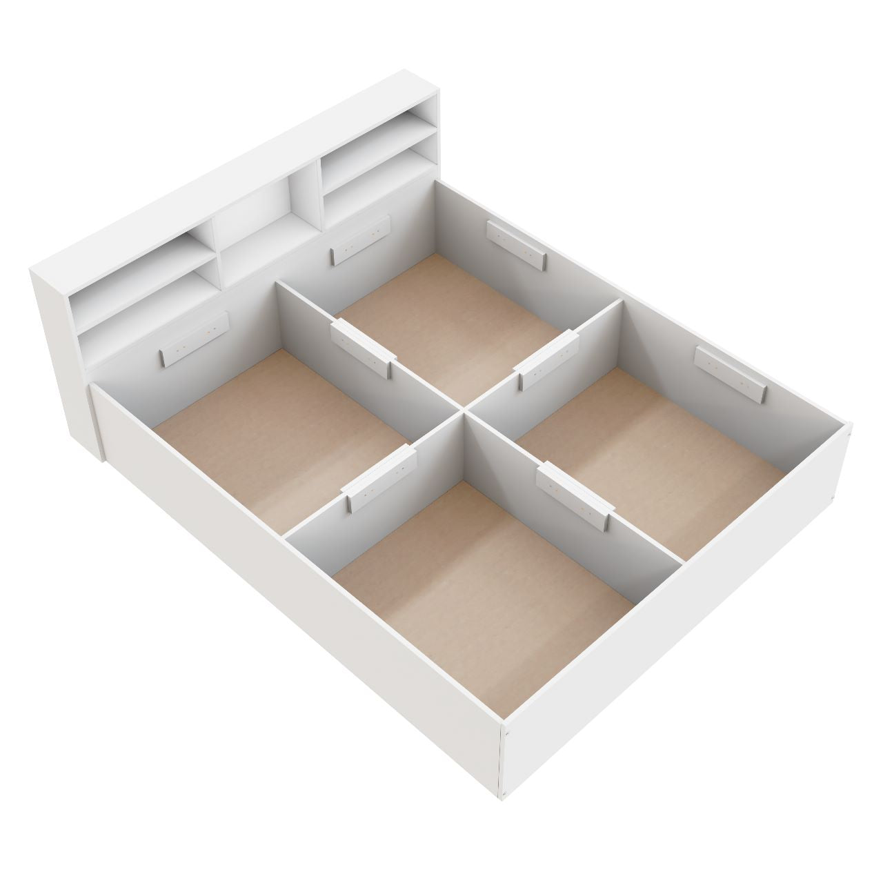 VIKI Engineered Wood Bed With Shelf (Queen size)-2100x1700x800-Frosty white & Wenge Bedroom Furniture Sets VIKI FURNITURE