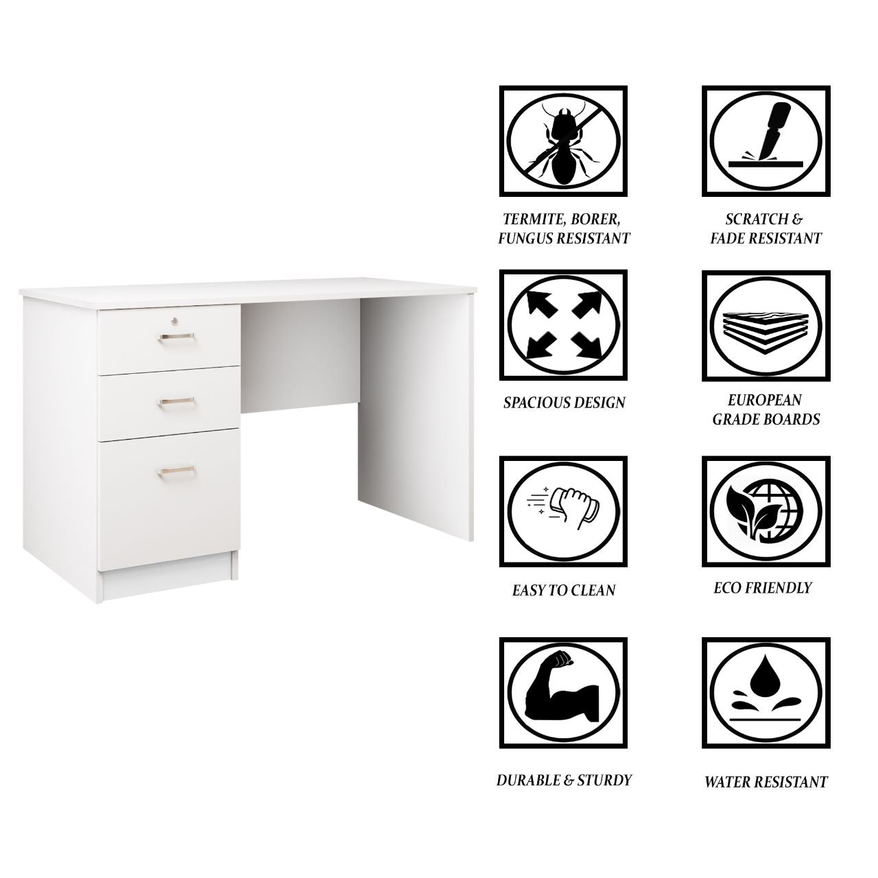 VIKI Engineered Wood Desk/Study Table(Suede Finish, Frosty White and wenge ) KANALI