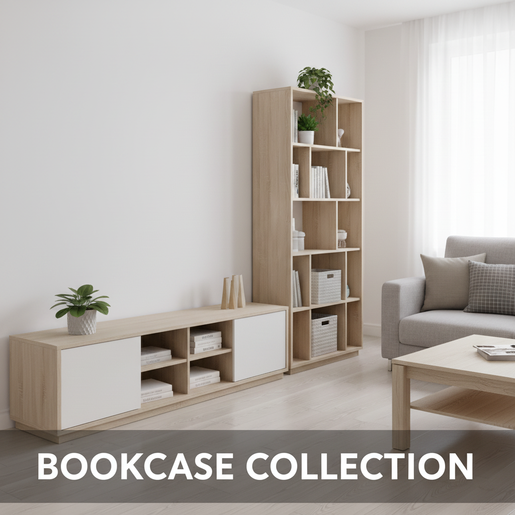Dust-proof bookcase with glass doors and adjustable shelves for study room