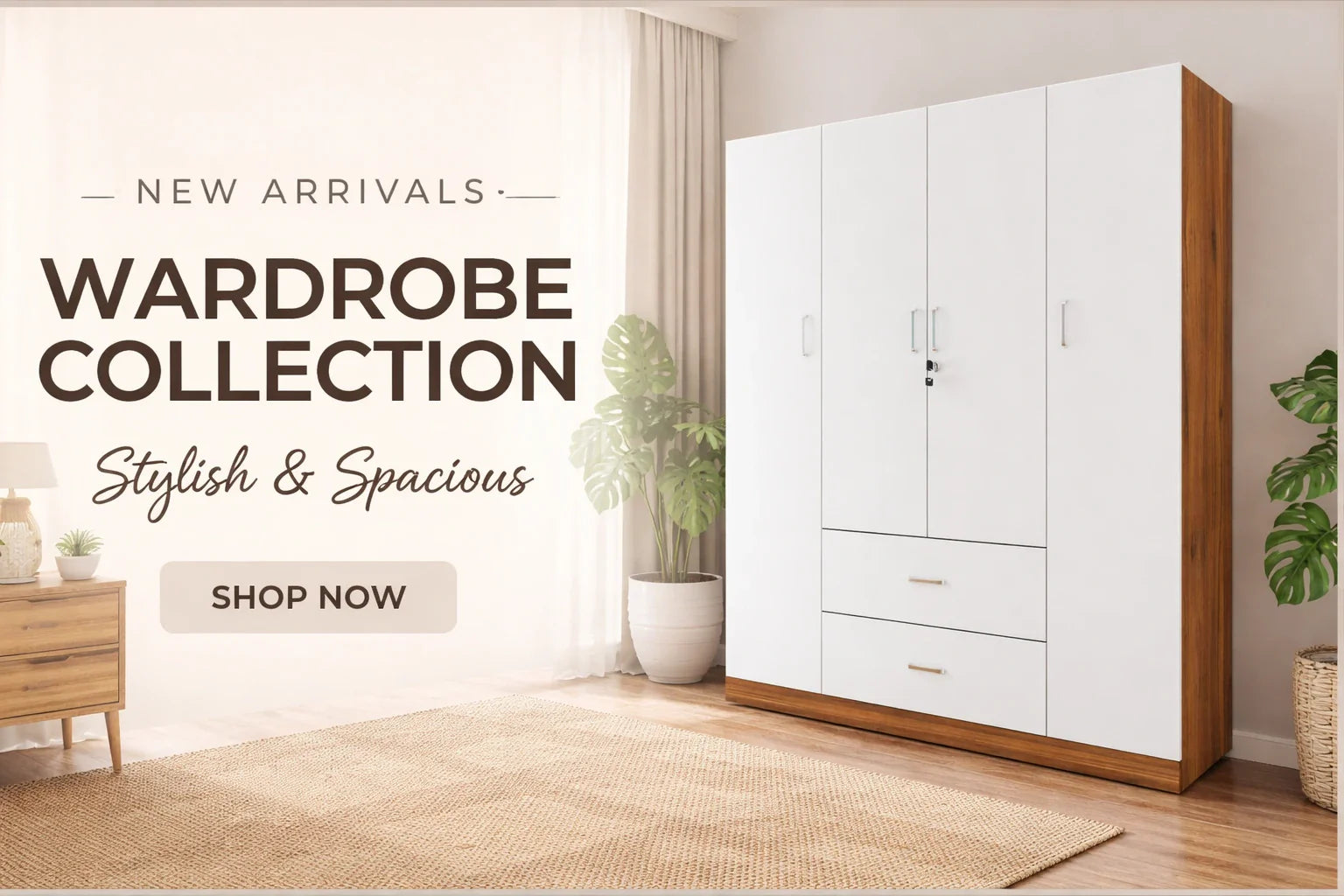 White modern cupboard with full-length mirror and storage compartments