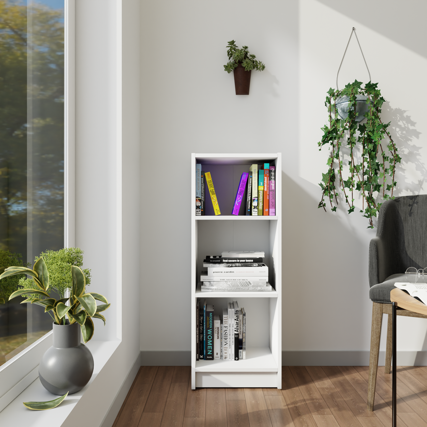 VIKI | BODHI | Bookrack / Bookshelves, Frosty White, Dark Wenge, Brussel Walnut