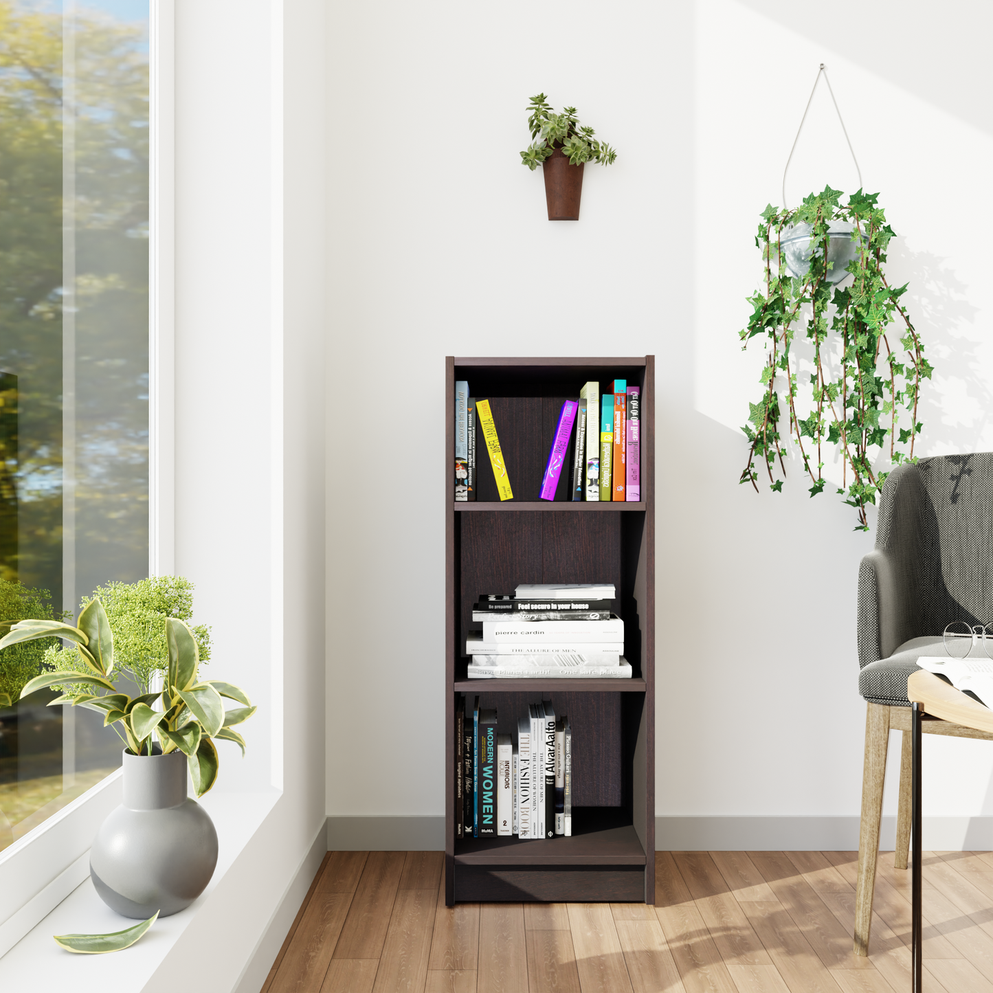 VIKI | BODHI | Bookrack / Bookshelves, Frosty White, Dark Wenge, Brussel Walnut