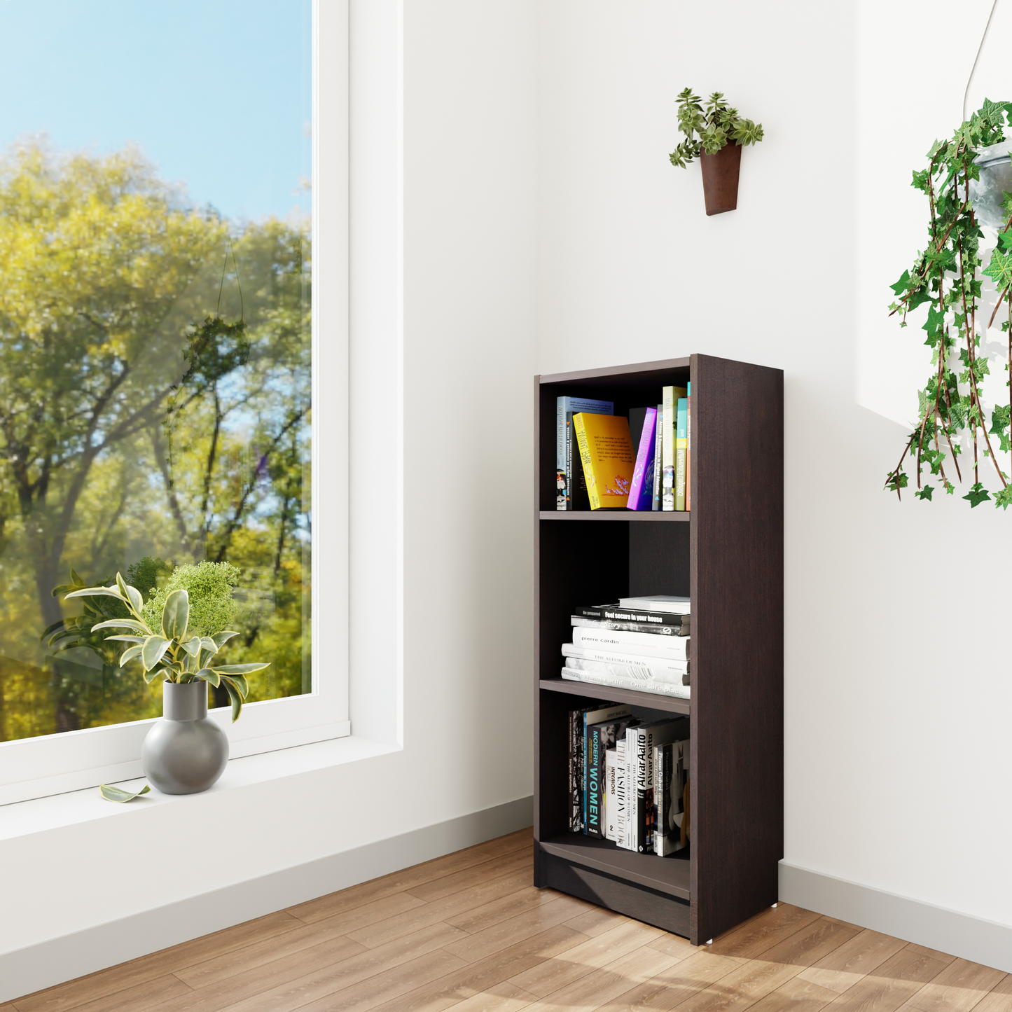 VIKI | BODHI | Bookrack / Bookshelves, Frosty White, Dark Wenge, Brussel Walnut