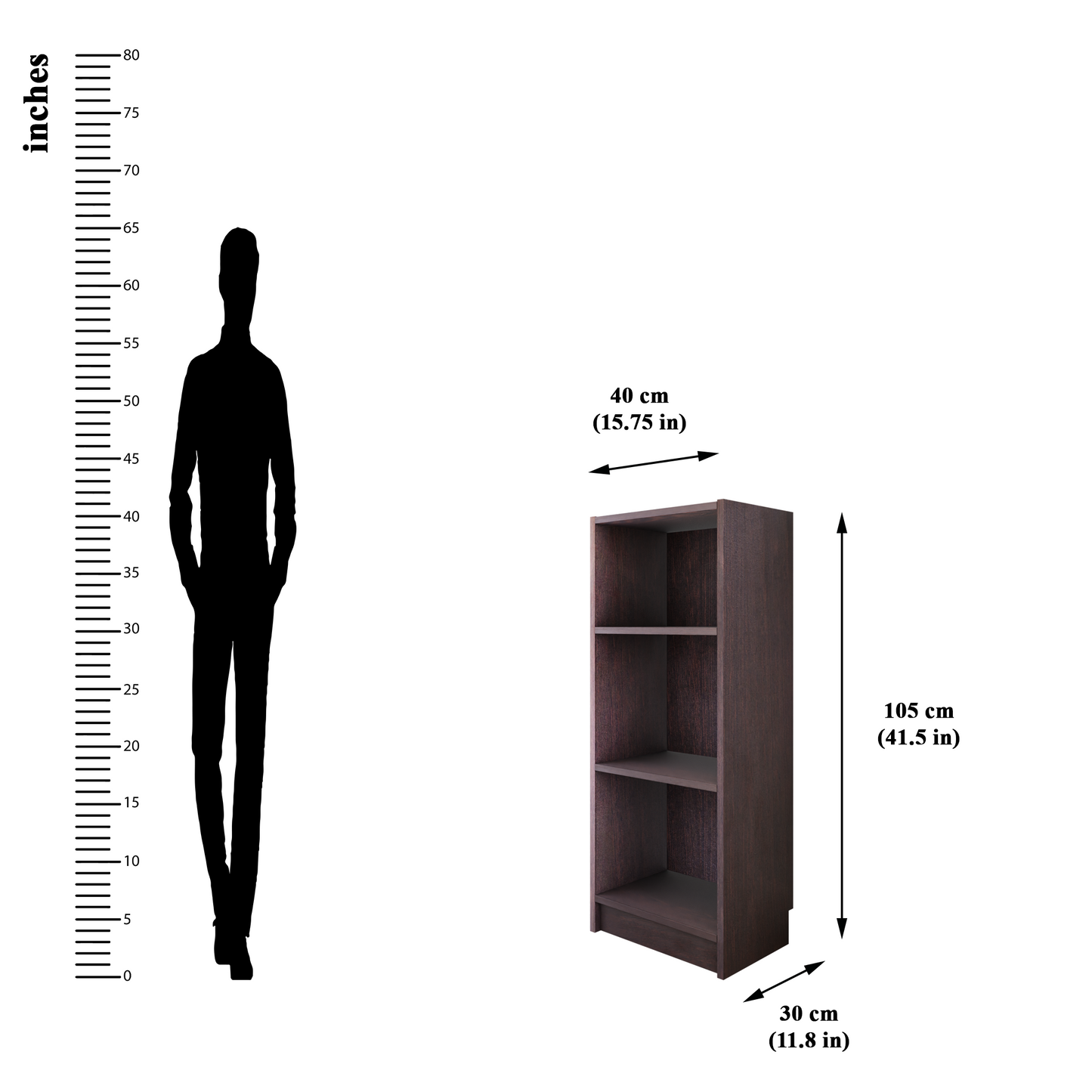VIKI | BODHI | Bookrack / Bookshelves, Frosty White, Dark Wenge, Brussel Walnut