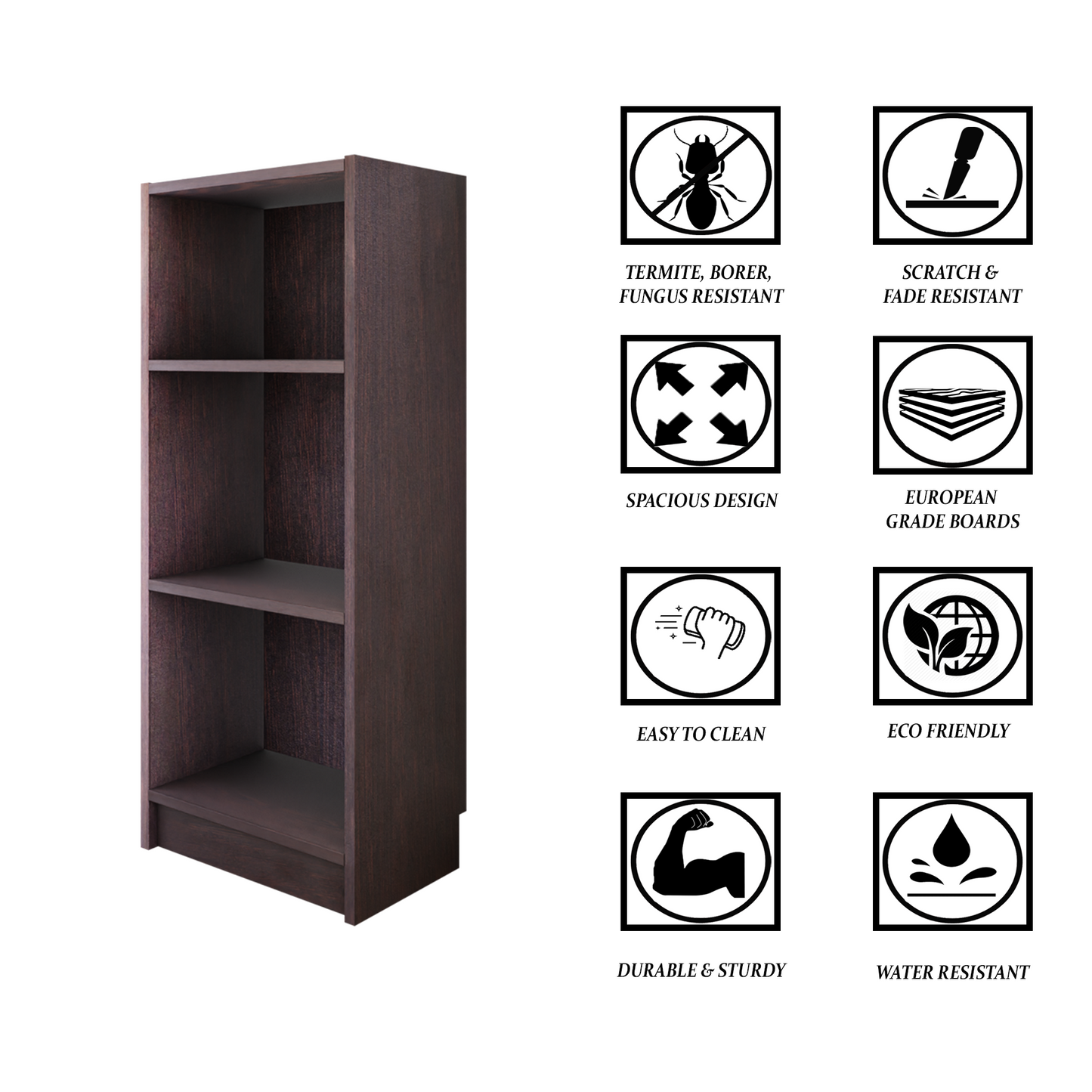 VIKI | BODHI | Bookrack / Bookshelves, Frosty White, Dark Wenge, Brussel Walnut