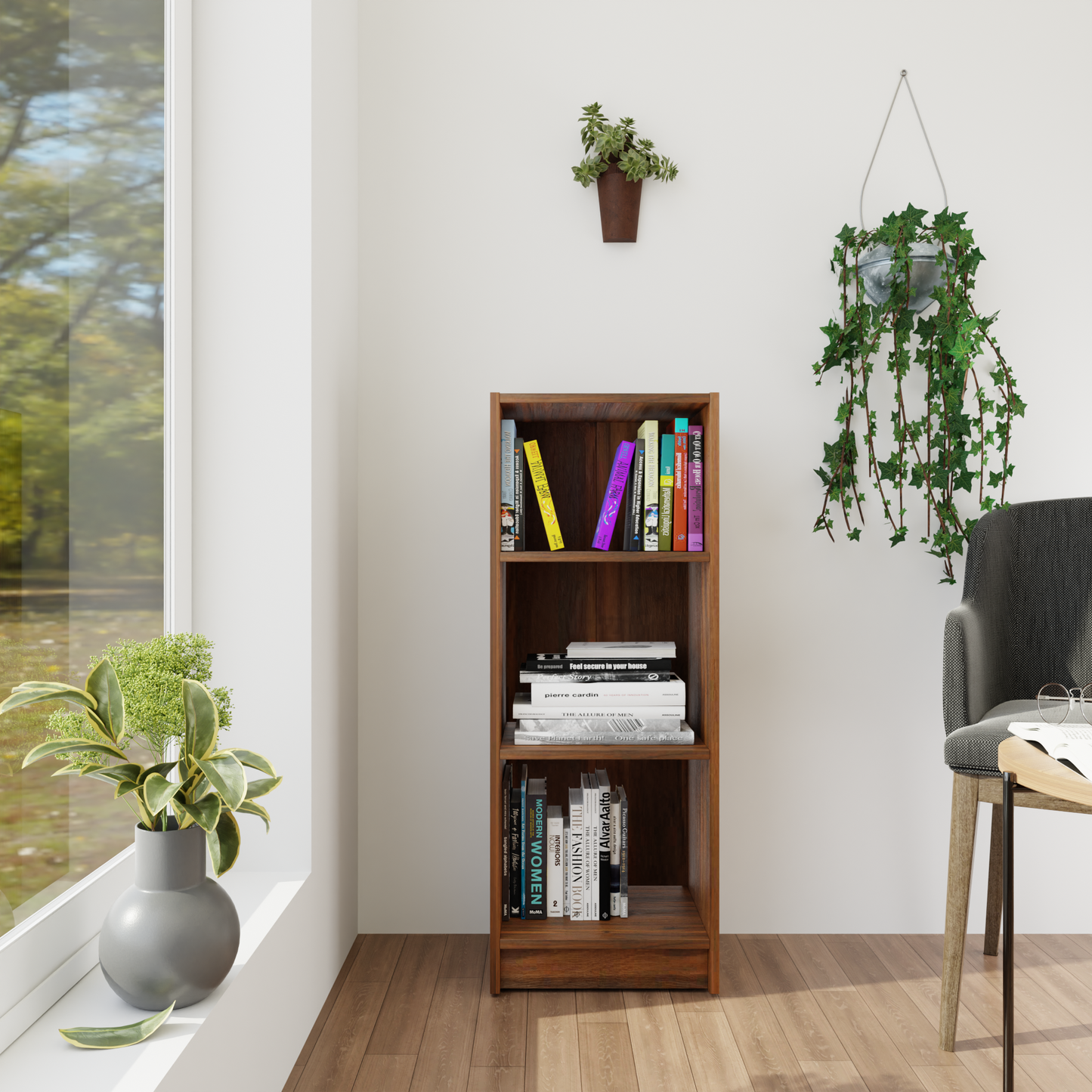 VIKI | BODHI | Bookrack / Bookshelves, Frosty White, Dark Wenge, Brussel Walnut