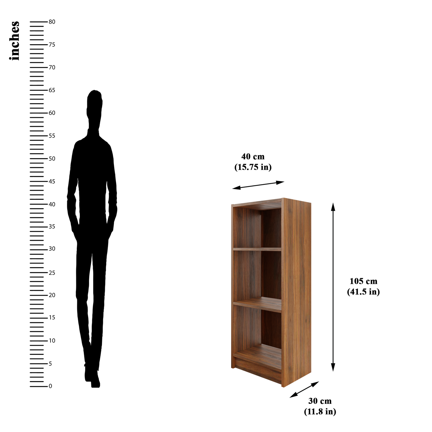VIKI | BODHI | Bookrack / Bookshelves, Frosty White, Dark Wenge, Brussel Walnut