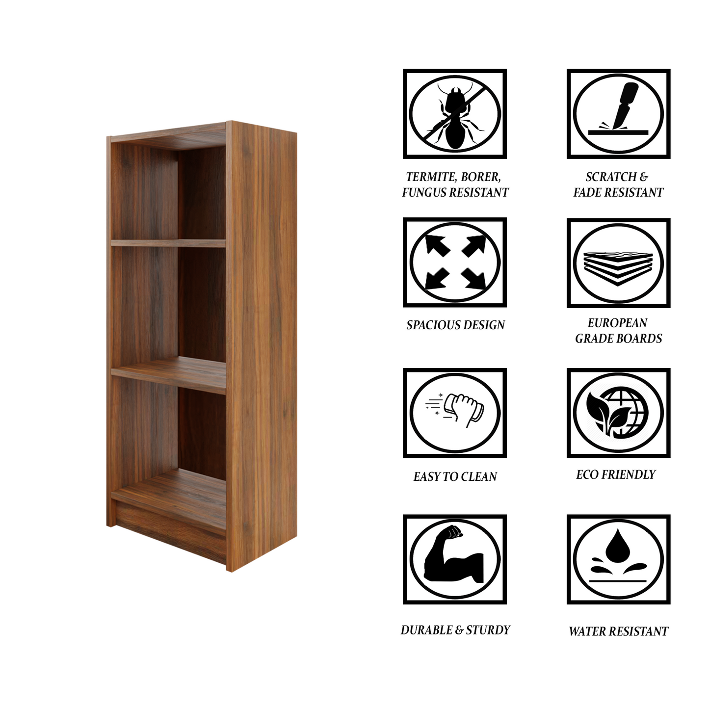 VIKI | BODHI | Bookrack / Bookshelves, Frosty White, Dark Wenge, Brussel Walnut