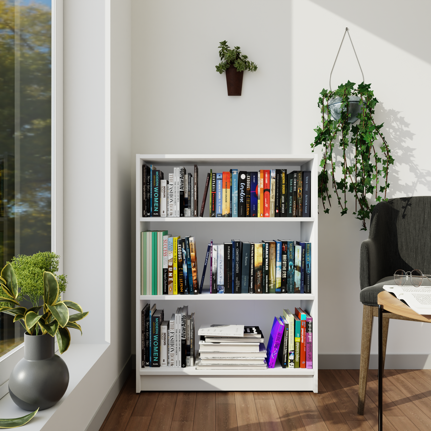 VIKI | BODHI | Bookrack / Bookshelves, Frosty White, Dark Wenge, Brussel Walnut