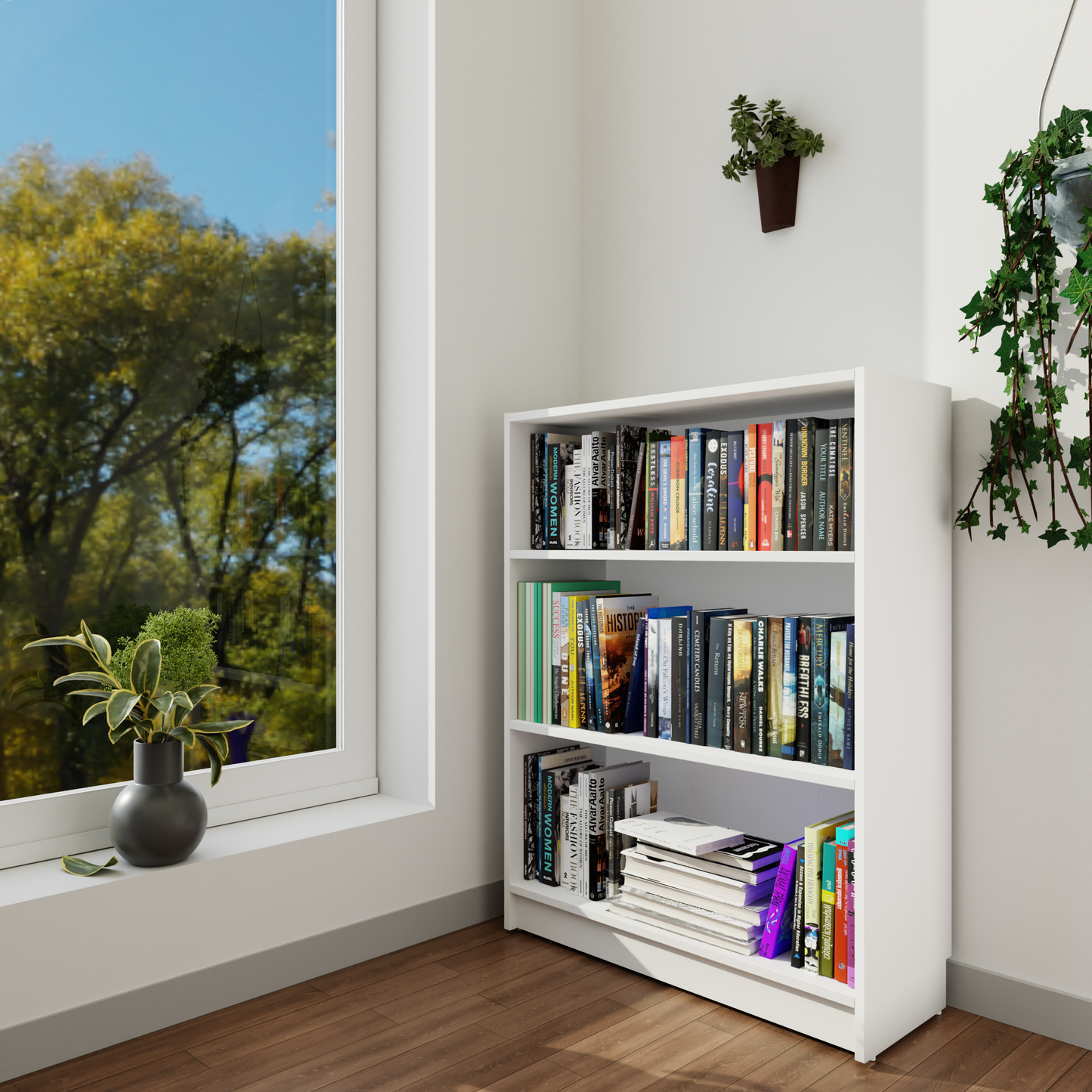 VIKI | BODHI | Bookrack / Bookshelves, Frosty White, Dark Wenge, Brussel Walnut