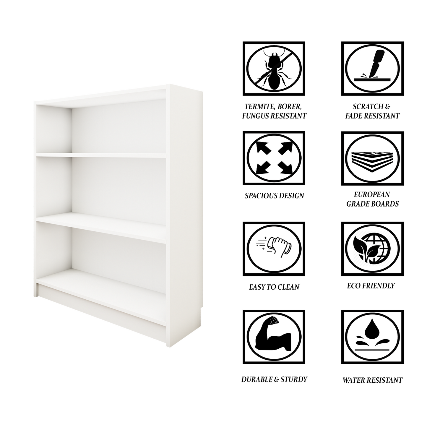 VIKI | BODHI | Bookrack / Bookshelves, Frosty White, Dark Wenge, Brussel Walnut