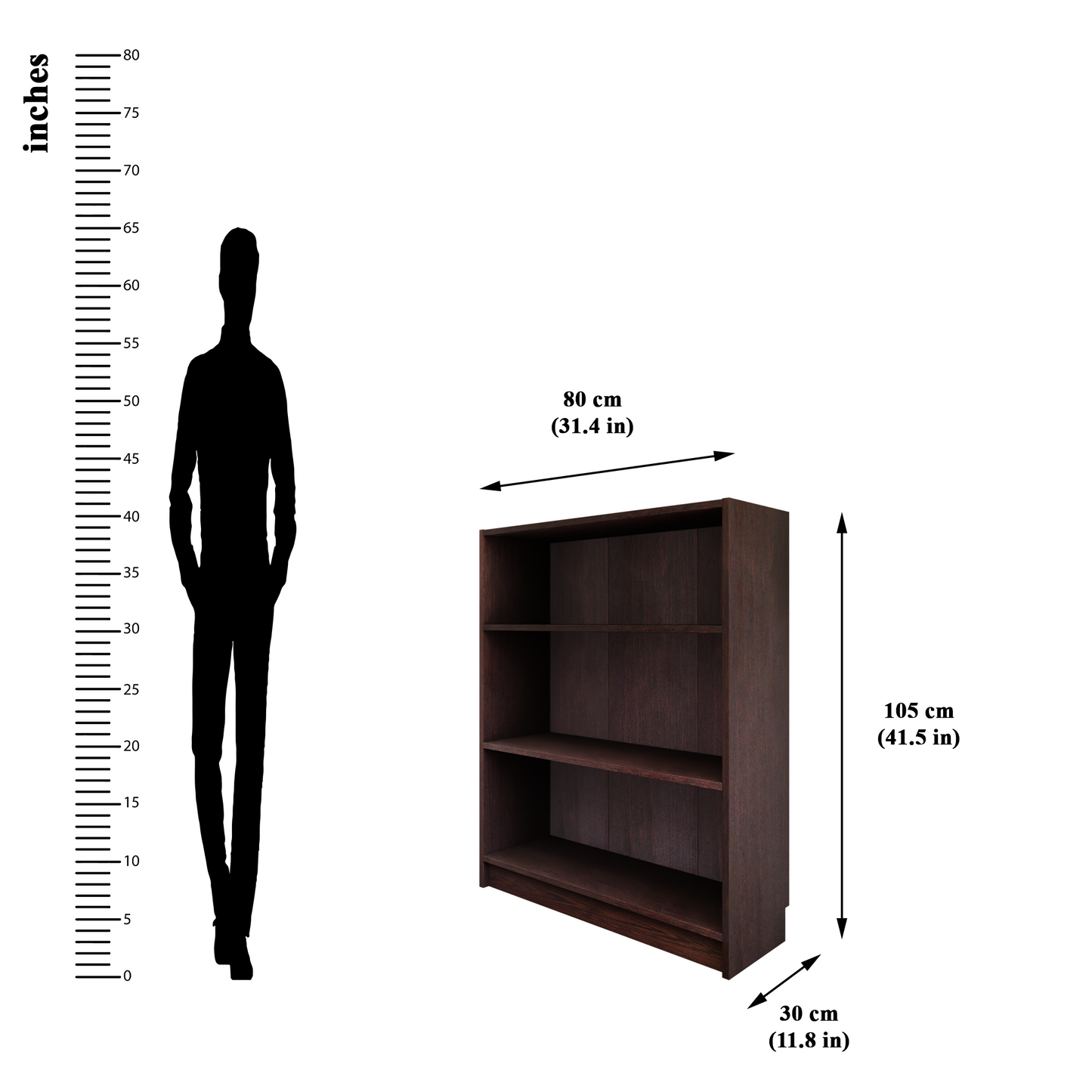 VIKI | BODHI | Bookrack / Bookshelves, Frosty White, Dark Wenge, Brussel Walnut