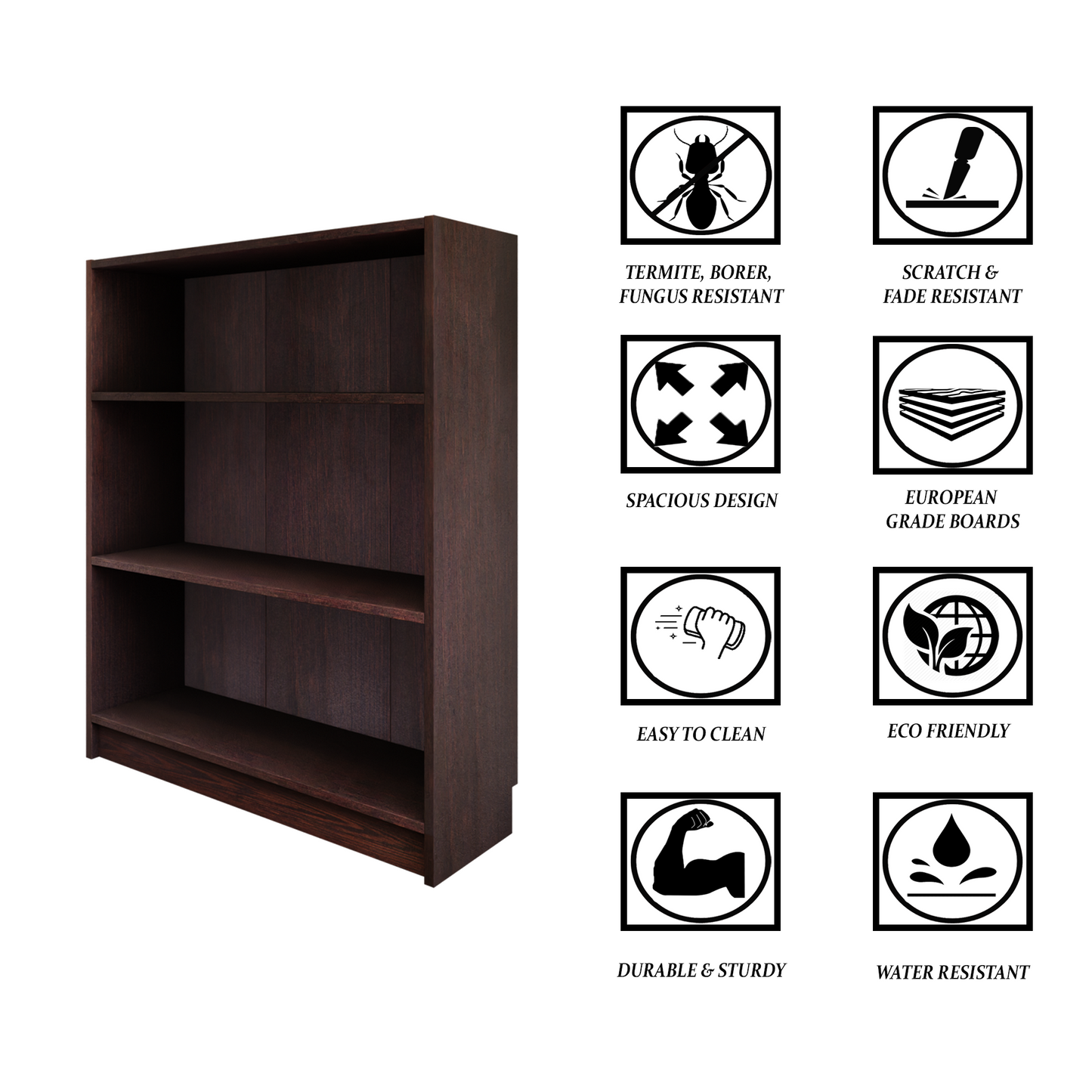 VIKI | BODHI | Bookrack / Bookshelves, Frosty White, Dark Wenge, Brussel Walnut
