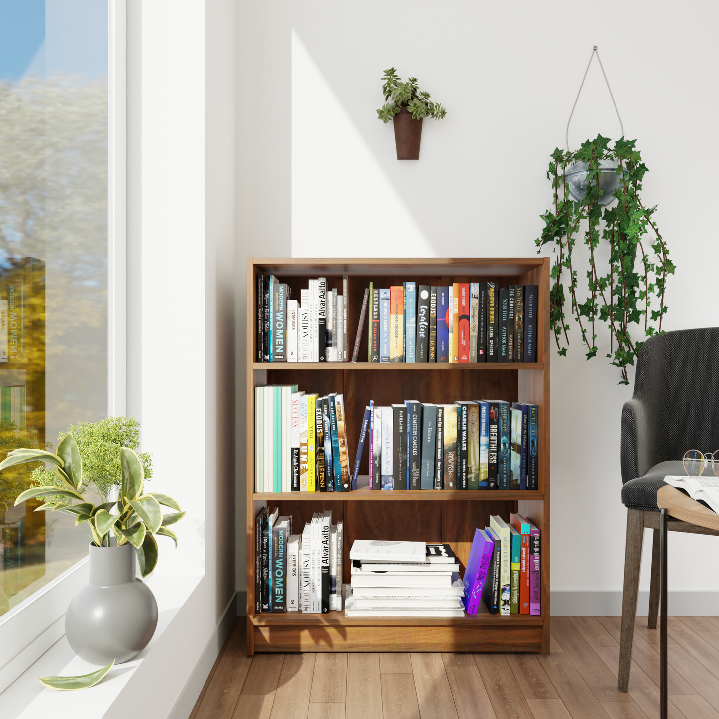 VIKI | BODHI | Bookrack / Bookshelves, Frosty White, Dark Wenge, Brussel Walnut