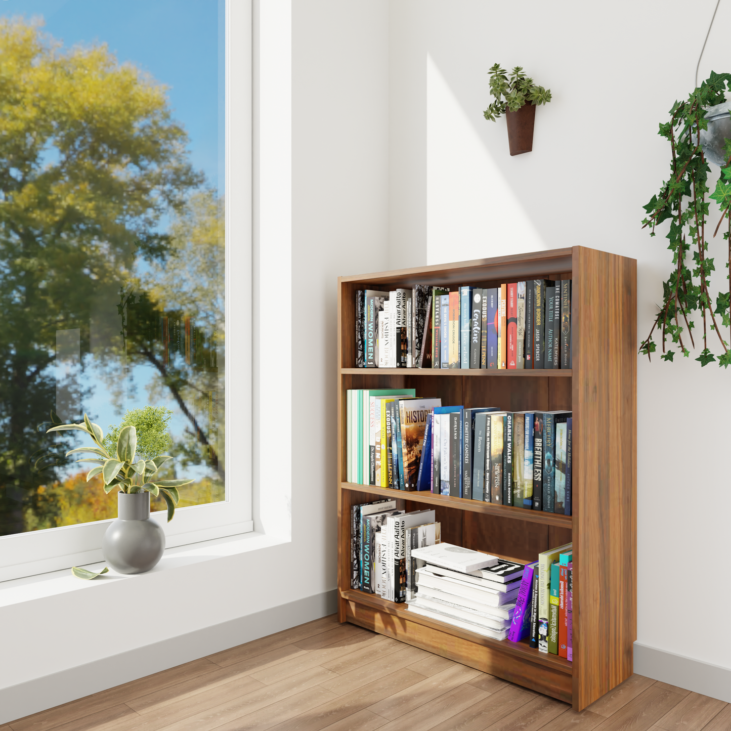 VIKI | BODHI | Bookrack / Bookshelves, Frosty White, Dark Wenge, Brussel Walnut