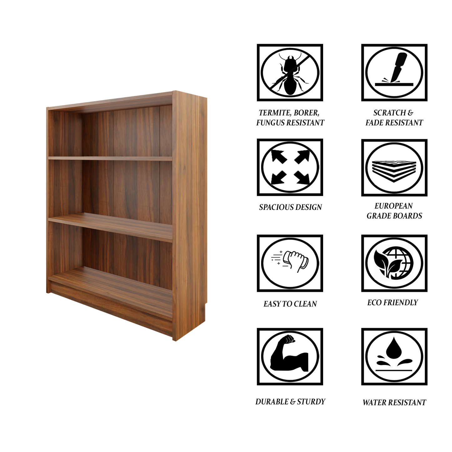 VIKI | BODHI | Bookrack / Bookshelves, Frosty White, Dark Wenge, Brussel Walnut