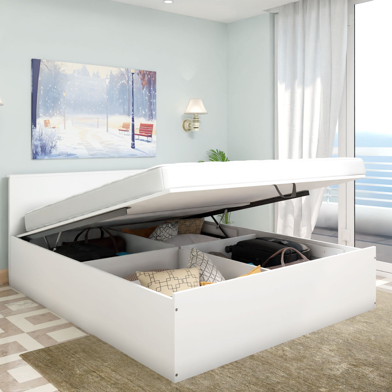 VIKI | Hydraulic Bed with Storage Bedroom Furniture Sets VIKI FURNITURE Queen White