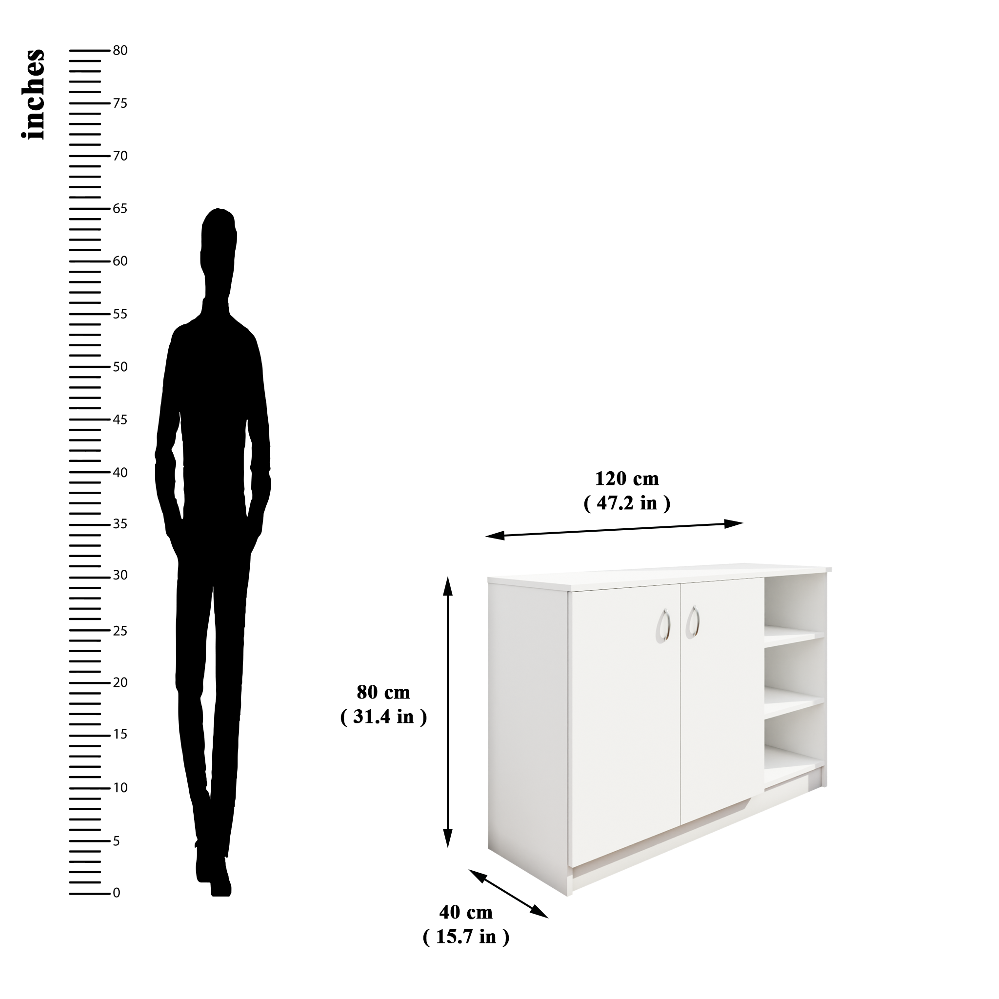 KAYA | Two Louver Door and One Open Shoe Rack  VIKI FURNITURE   