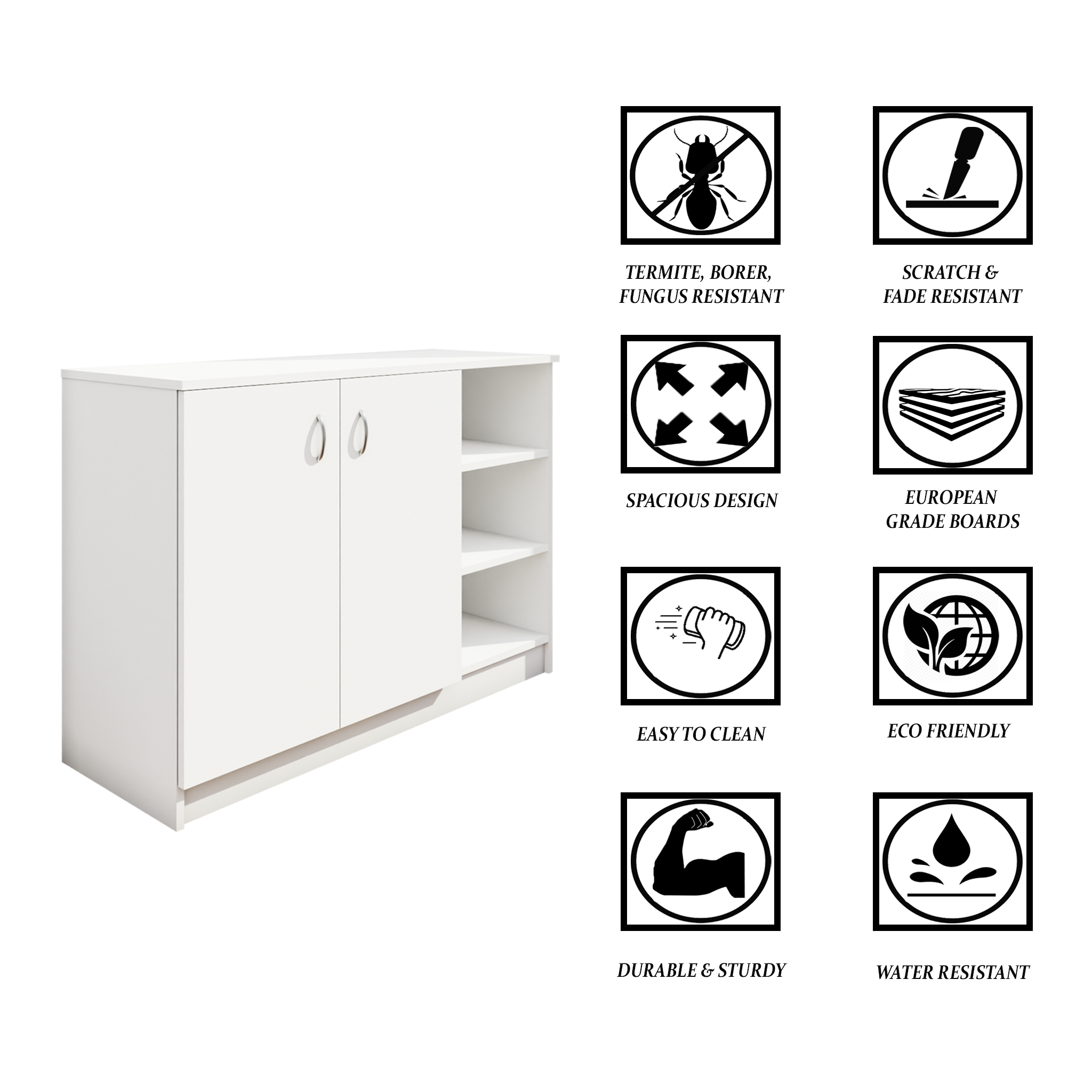 KAYA | Two Louver Door and One Open Shoe Rack  VIKI FURNITURE   