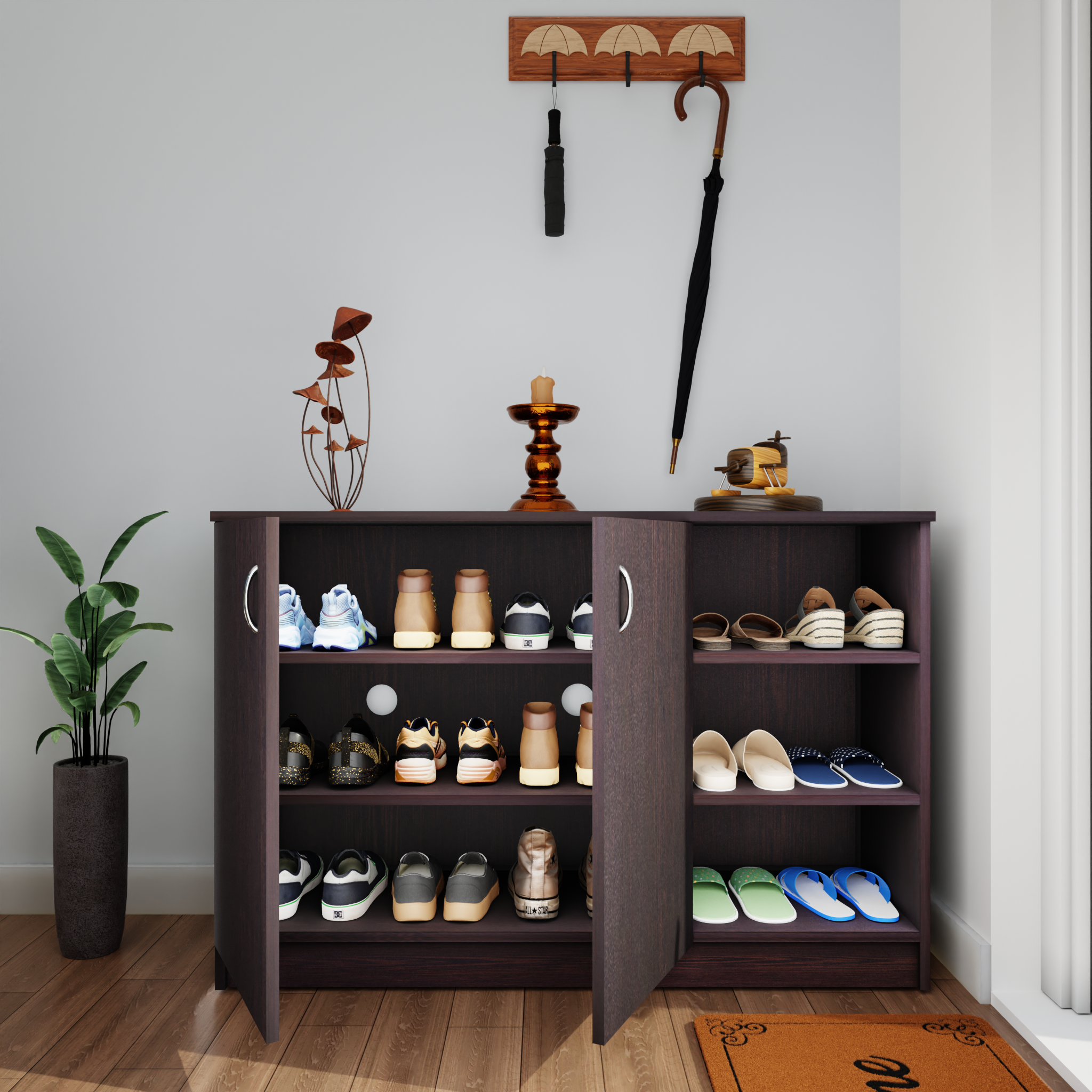 KAYA | Two Door and One Open Shoe Rack  VIKI FURNITURE   