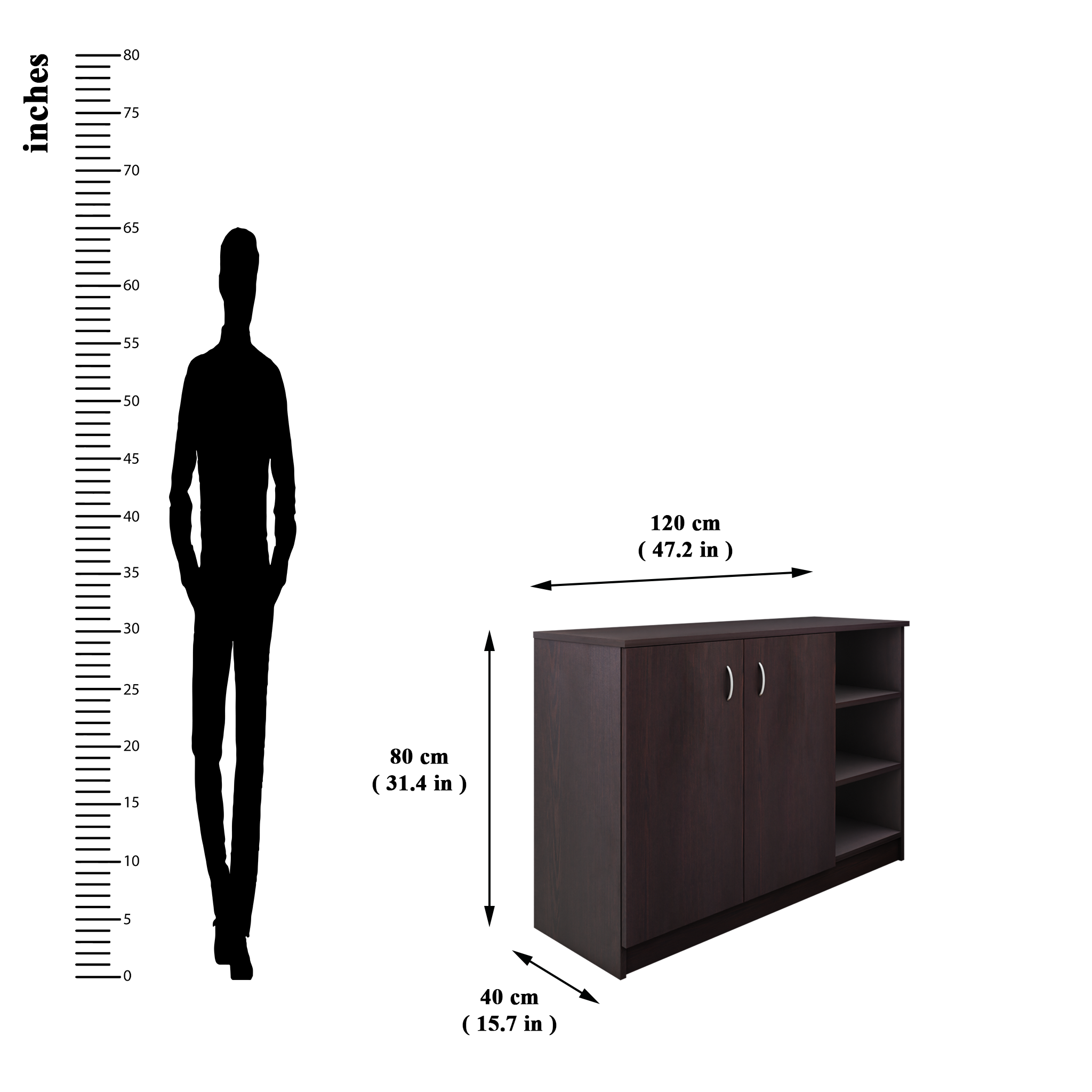 KAYA | Two Louver Door and One Open Shoe Rack  VIKI FURNITURE   