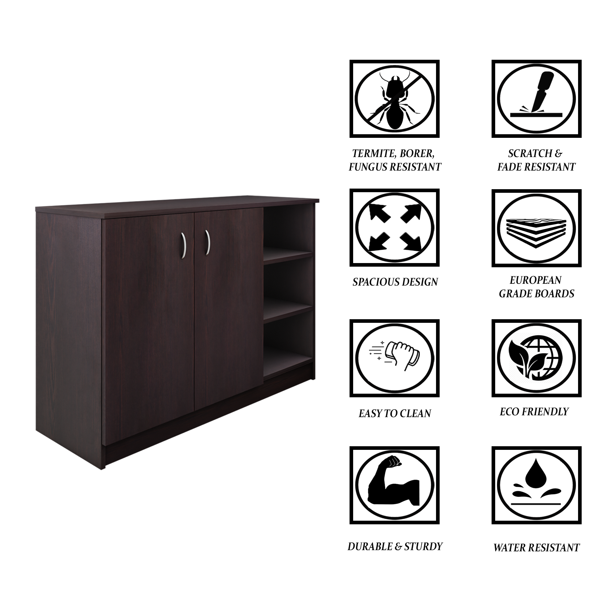 KAYA | Two Louver Door and One Open Shoe Rack  VIKI FURNITURE   