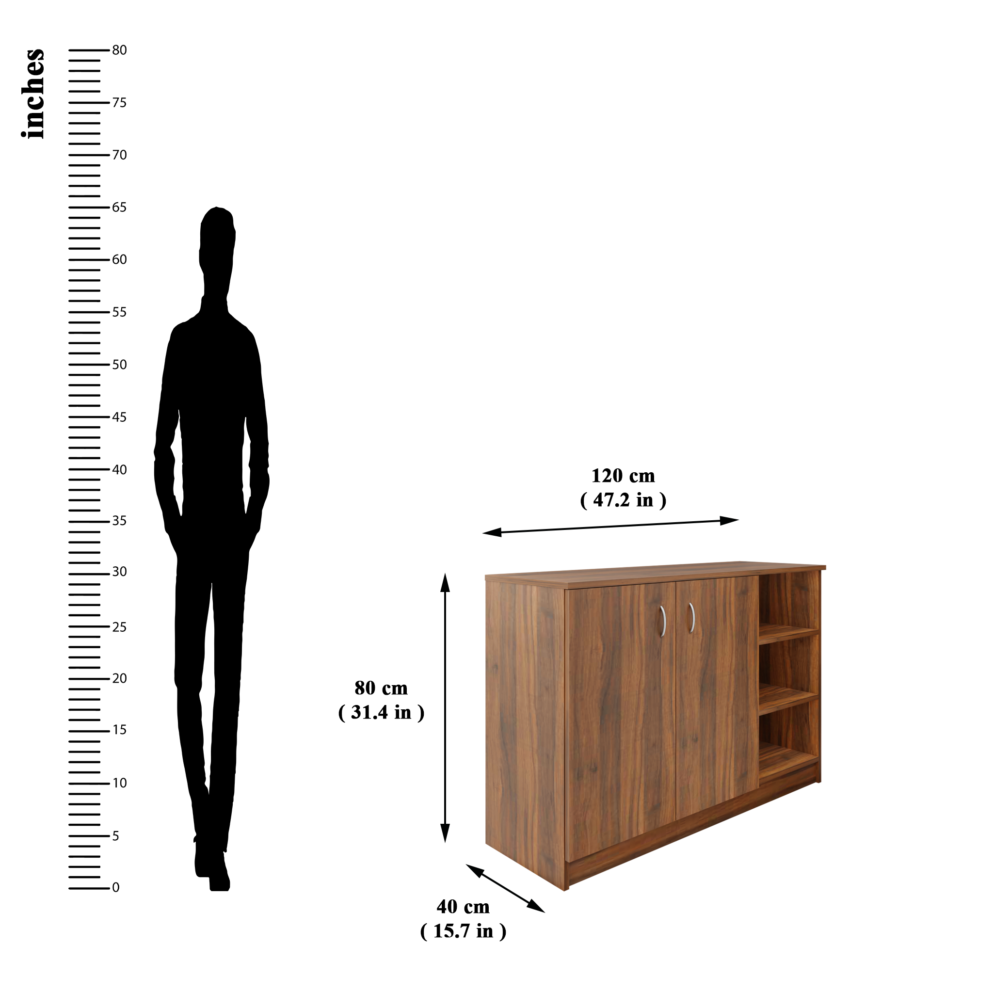 KAYA | Two Door and One Open Shoe Rack  VIKI FURNITURE   