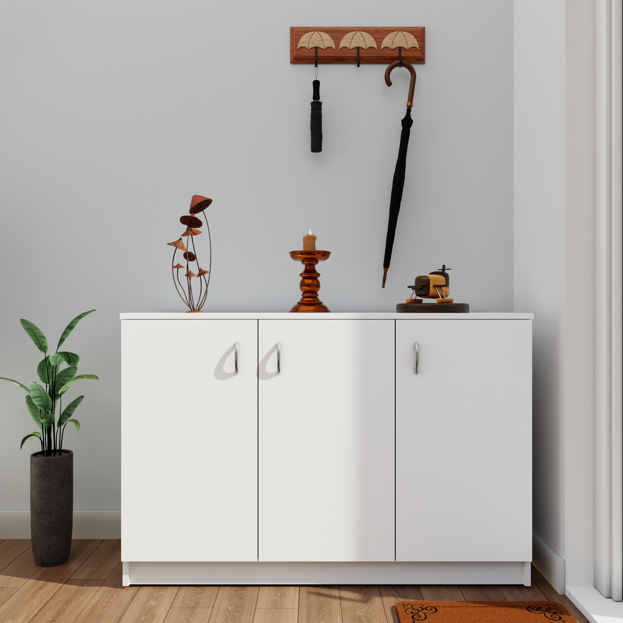 KAYA | Three Door Shoe Rack VIKI FURNITURE White