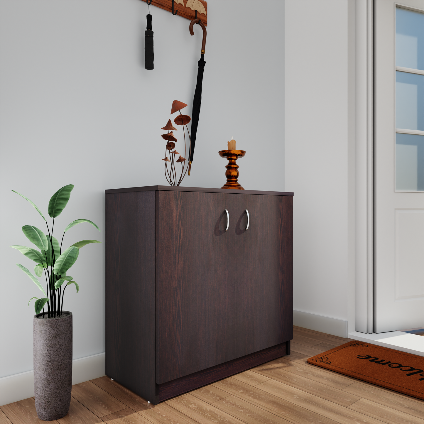 Shoe Rack with Doors and Open shelves, Shoe Storage ,Shoe Cabinet for Hallway, Shoe Storage, Organizer Unit for Entryway