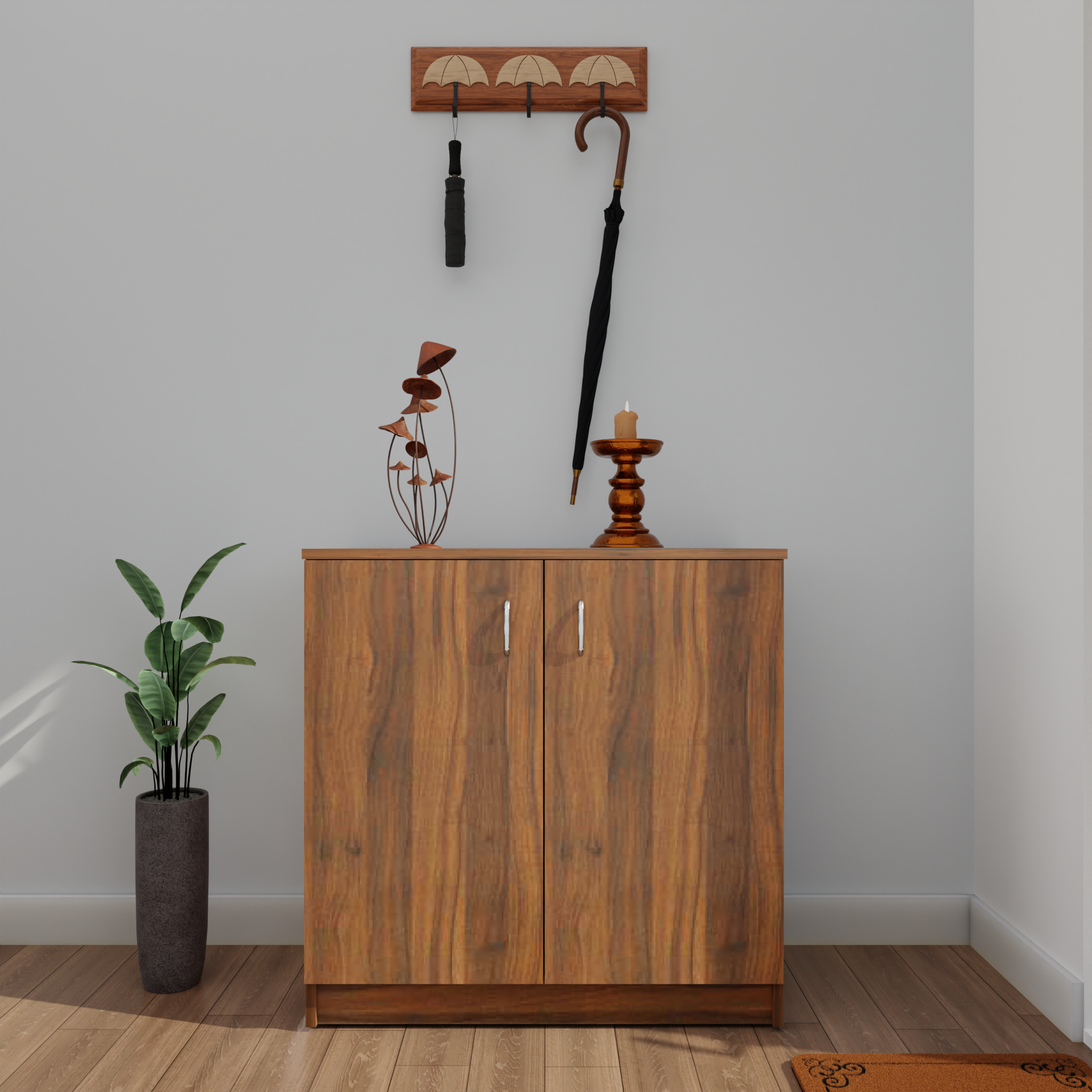 KAYA | Two Door Shoe Rack VIKI FURNITURE Walnet