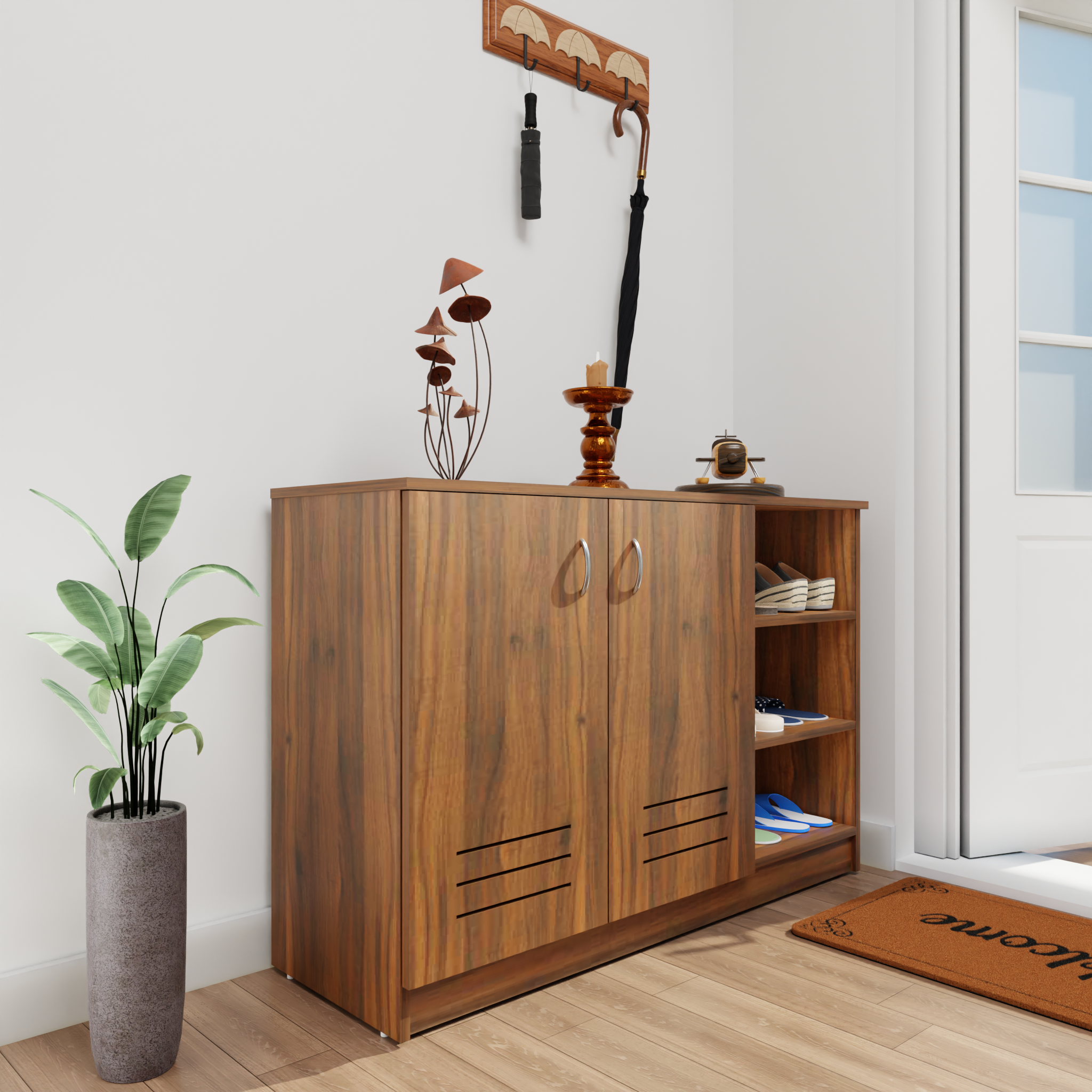 KAYA | Two Louver Door and One Open Shoe Rack  VIKI FURNITURE   