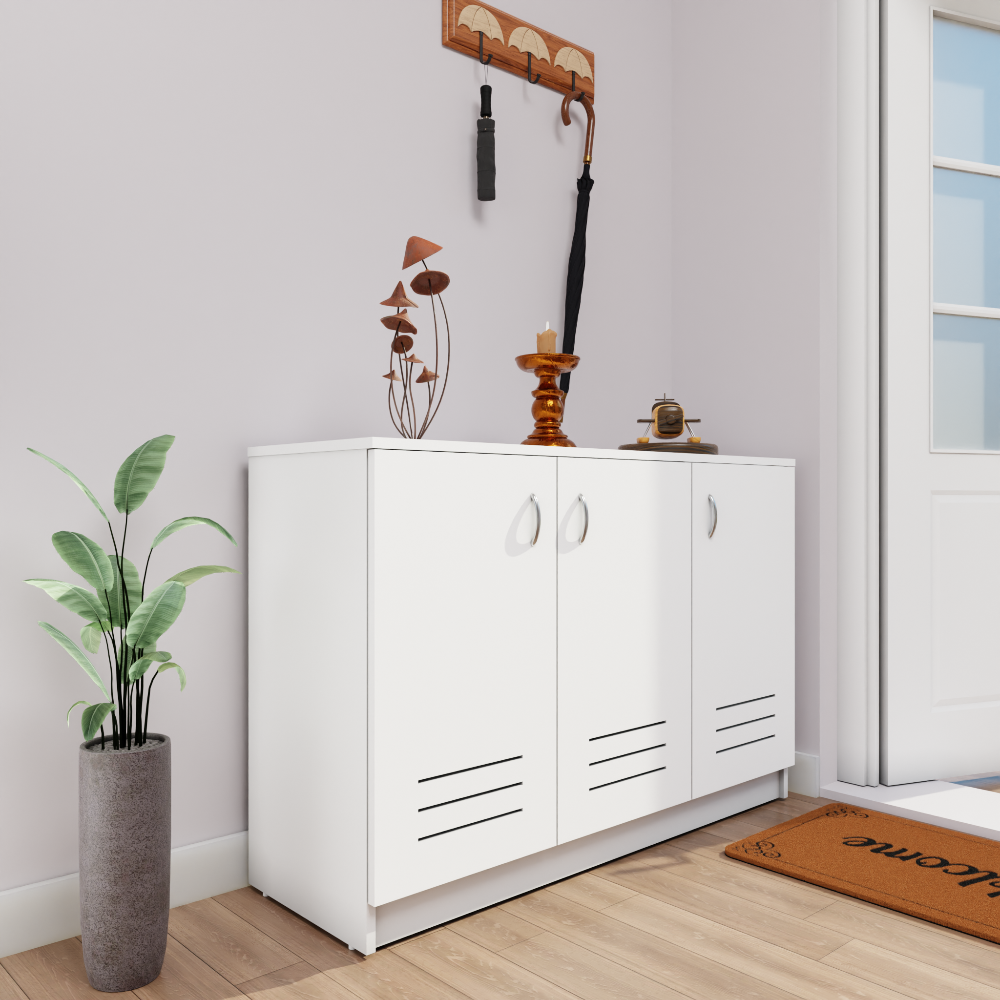 KAYA | Three Louver Door Shoe Rack VIKI FURNITURE