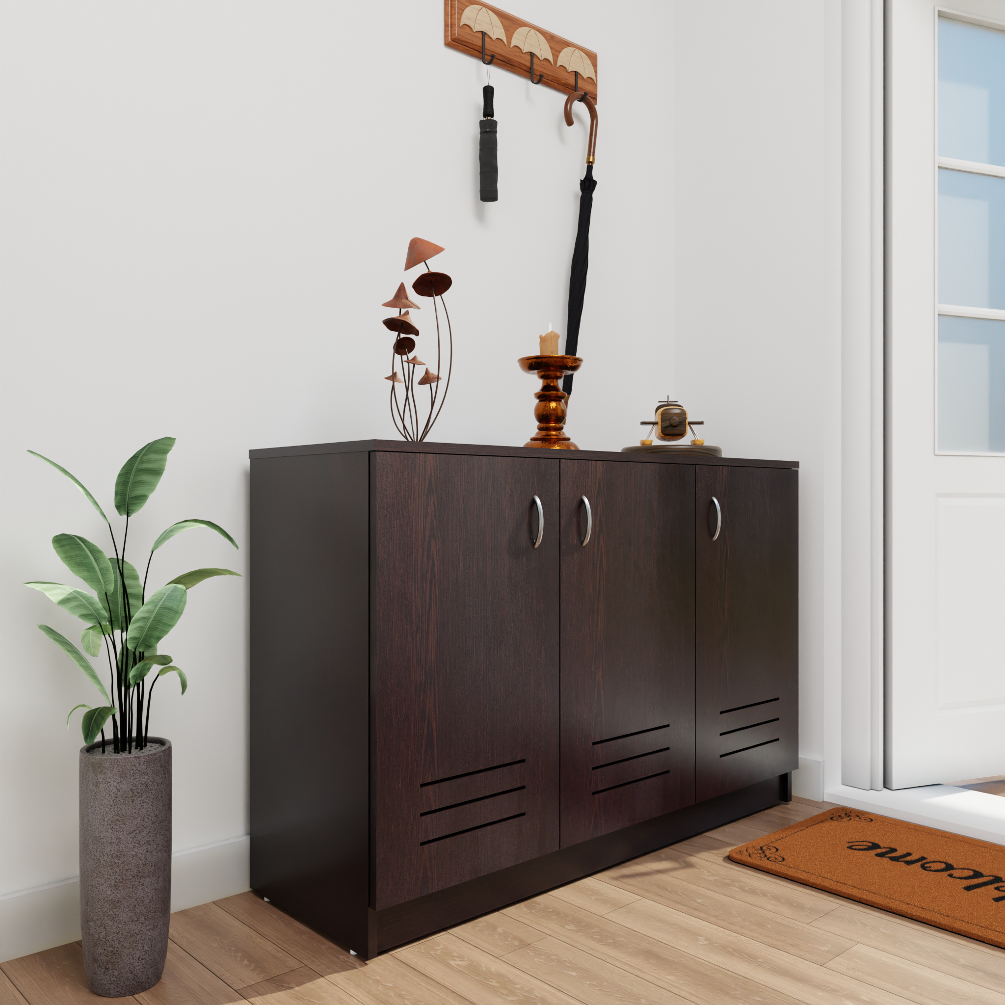 KAYA | Three Louver Door Shoe Rack VIKI FURNITURE