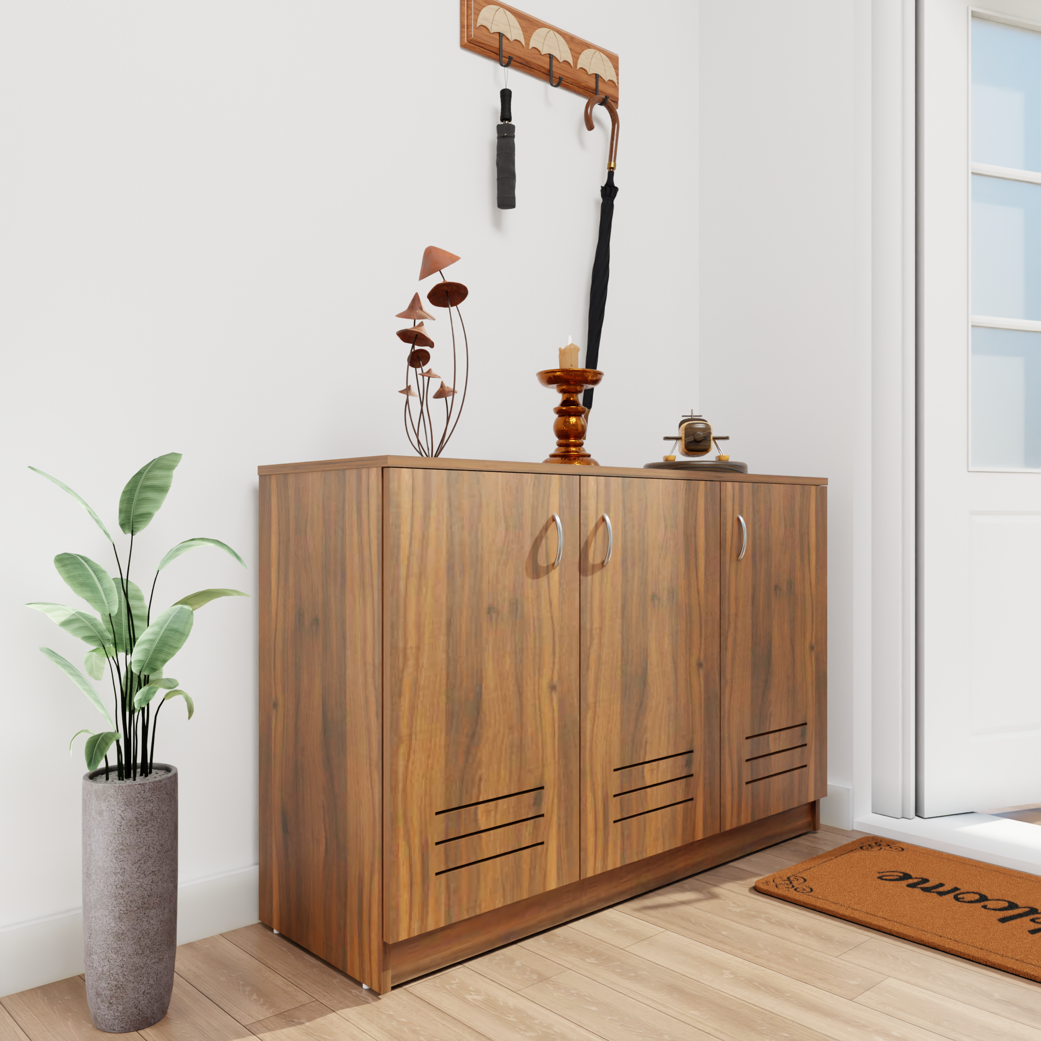 KAYA | Three Louver Door Shoe Rack VIKI FURNITURE