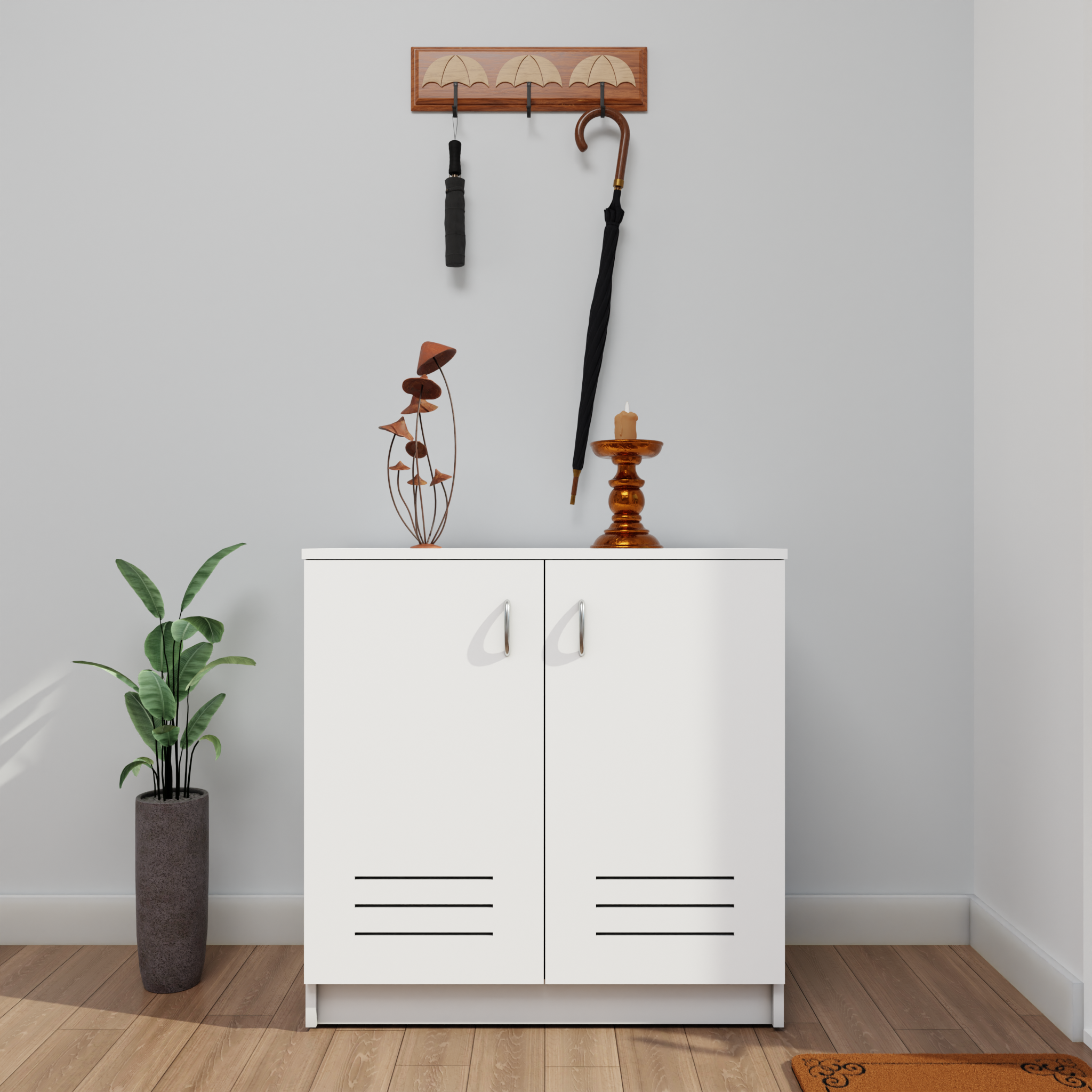 KAYA | Two Louver Door Shoe Rack VIKI FURNITURE White