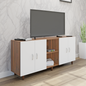 TV Unit | 4 Doors, Open Shelves | Dual Color TV & Entertainment Unit VIKI FURNITURE Brussel Walnut with Frosty White