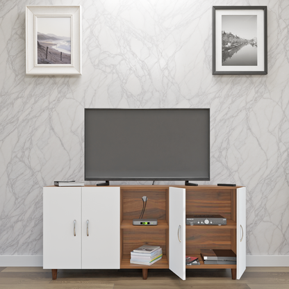 TV Unit | 4 Doors, Open Shelves | Dual Color TV & Entertainment Unit VIKI FURNITURE
